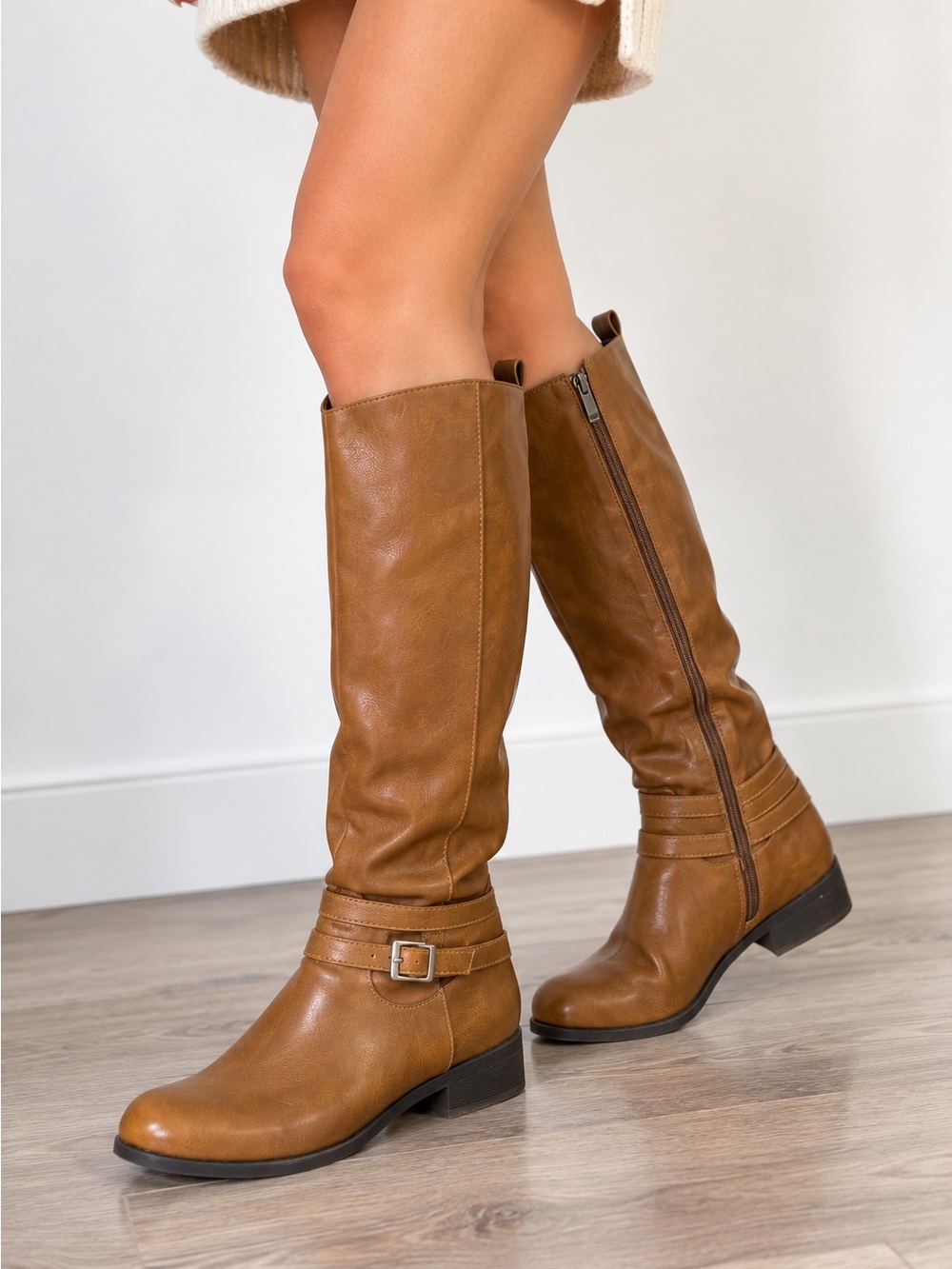 New! Journee collection Classic Tall Riding Boots Tan knee high cognac size 8.5